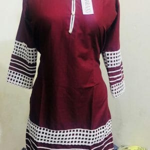 New Trendy Cotton Kurti -Maroon