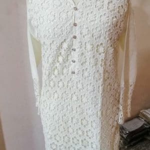 Premium quality Full Net Frock-white