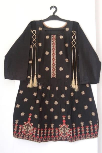 Soft denim embroided Frock ( 2 colors) - Image 2