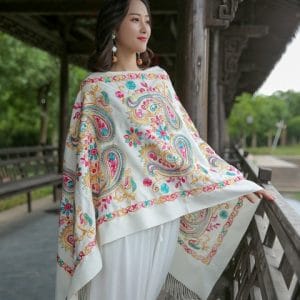 Imported Wool Shawl-White